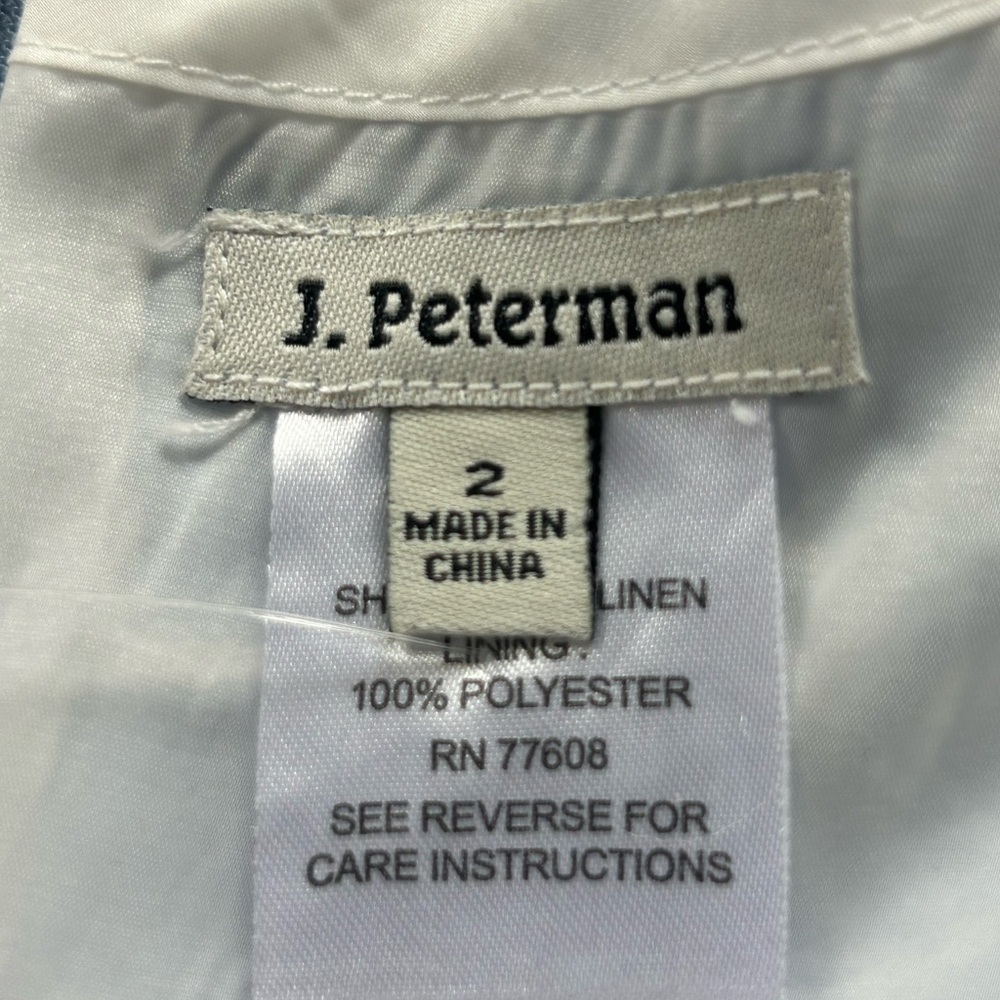 J. PETERMAN Elegant Lace Sleeveless 100% linen floral Light Blue Sz 2 - Picture 6 of 14